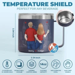 You Are Still Hotter Than This Coffee - Couple Personalized Custom 14oz Stainless Steel Tumbler With Handle - Gift For Husband Wife, Anniversary -Pawfect House Store 664eb6e633fa7