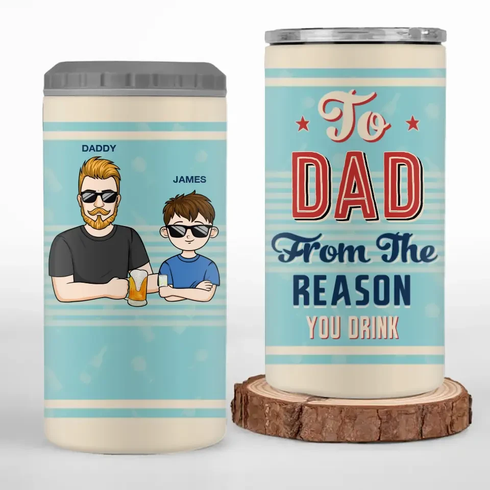 Dear Dad Great Job We're Awesome - Family Personalized Custom 4 In 1 Can Cooler Tumbler - Father's Day, Gift For Dad, Grandpa 2 Dear Dad Great Job We're Awesome - Family Personalized Custom 4 In 1 Can Cooler Tumbler - Father's Day, Gift For Dad, Grandpa - Image 2
