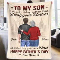 Watching You Be A Dad - Family Personalized Custom Blanket - Father's Day Gift For Son -Pawfect House Store 664ec5ac5cadd