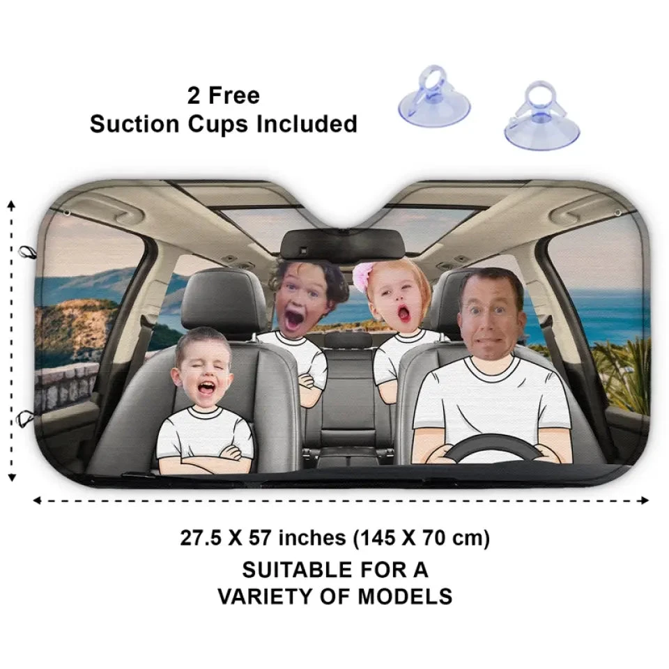 Custom Photo Driving Together, Bonding Forever - Family Personalized Custom Auto Windshield Sunshade, Car Window Protector - Gift For Family Members 3 Custom Photo Driving Together, Bonding Forever - Family Personalized Custom Auto Windshield Sunshade, Car Window Protector - Gift For Family Members - Image 3