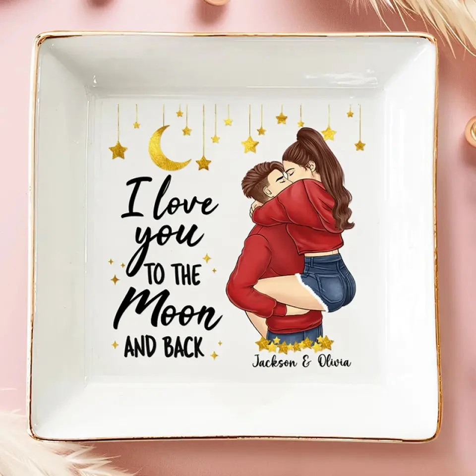 Our Hearts Speak The Same Language - Couple Personalized Custom Jewelry Dish - Gift For Husband Wife, Anniversary 1 Our Hearts Speak The Same Language - Couple Personalized Custom Jewelry Dish - Gift For Husband Wife, Anniversary