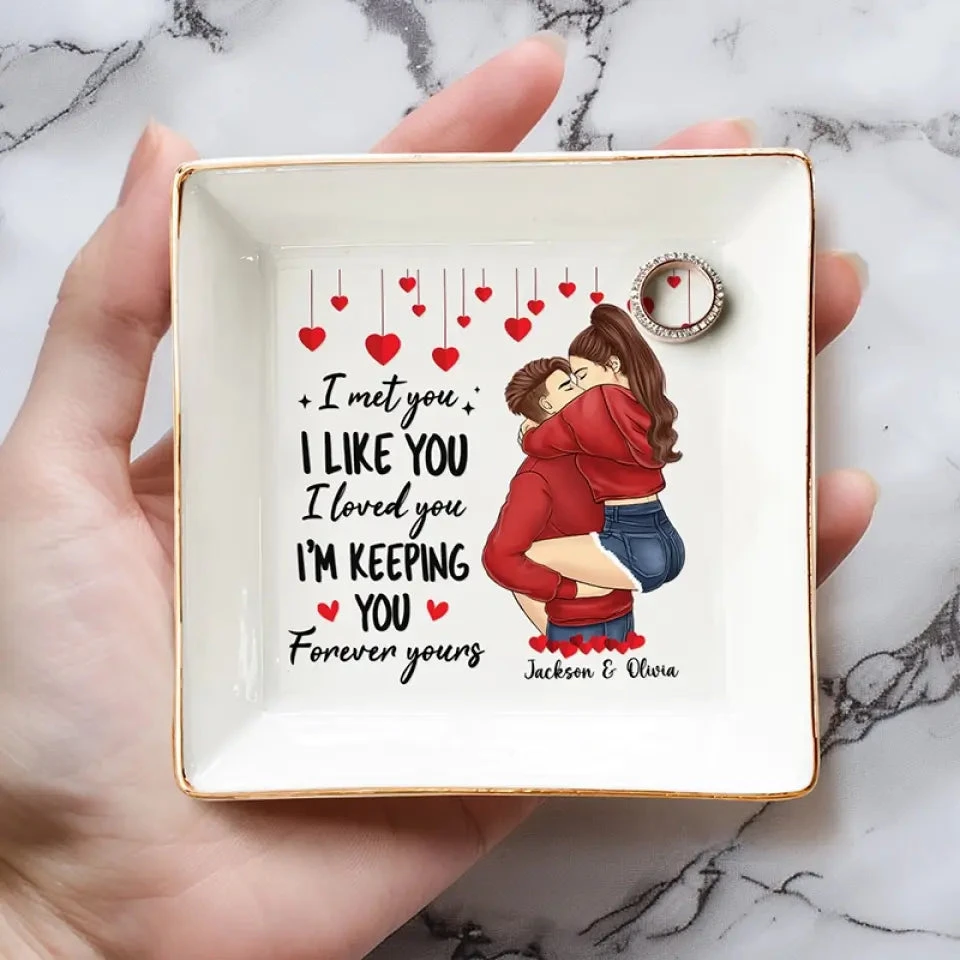 Our Hearts Speak The Same Language - Couple Personalized Custom Jewelry Dish - Gift For Husband Wife, Anniversary 4 Our Hearts Speak The Same Language - Couple Personalized Custom Jewelry Dish - Gift For Husband Wife, Anniversary - Image 4