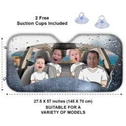 Custom Photo Four Wheels, One Family Bond - Family Personalized Custom Auto Windshield Sunshade, Car Window Protector - Gift For Family Members -Pawfect House Store 664f4d4977c0c