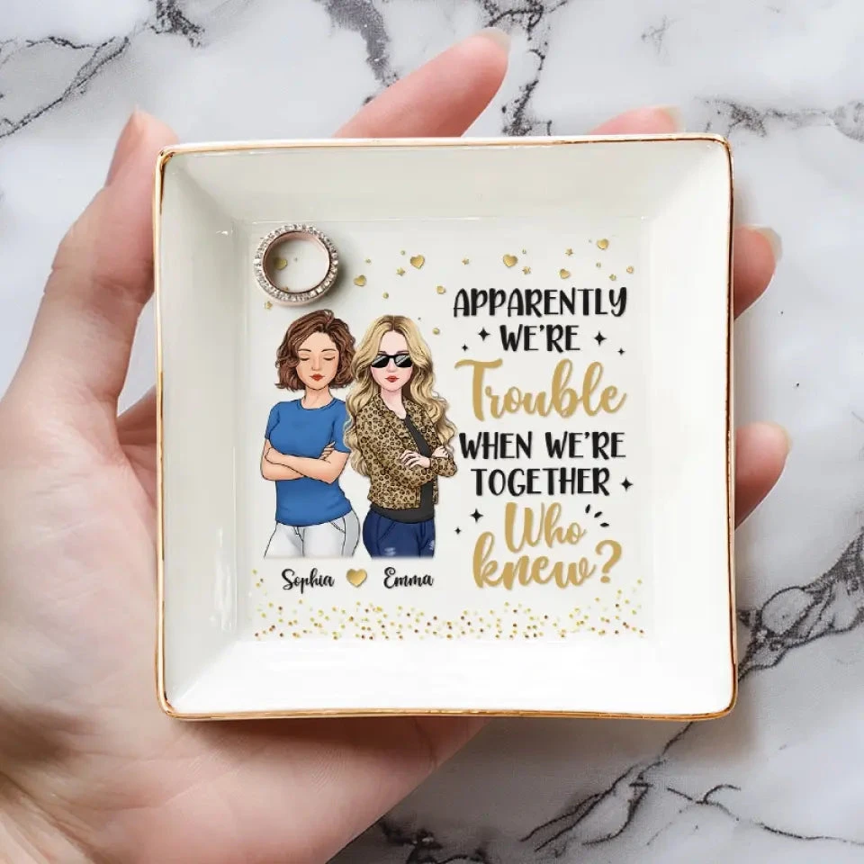 To Friendship Every Burden's Light - Bestie Personalized Custom Jewelry Dish - Gift For Best Friends, BFF, Sisters 4 To Friendship Every Burden's Light - Bestie Personalized Custom Jewelry Dish - Gift For Best Friends, BFF, Sisters - Image 4