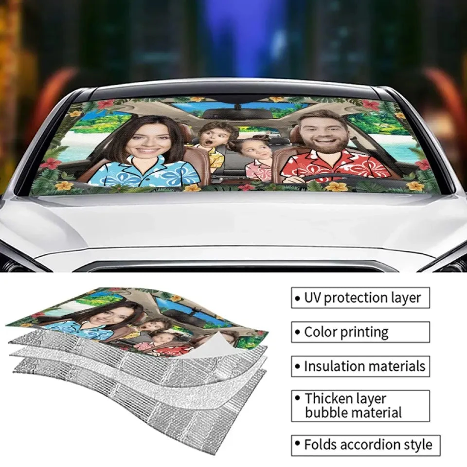 Custom Photo Memories Are Made Mile By Mile - Family Personalized Custom Auto Windshield Sunshade, Car Window Protector - Gift For Family Members 4 Custom Photo Memories Are Made Mile By Mile - Family Personalized Custom Auto Windshield Sunshade, Car Window Protector - Gift For Family Members - Image 4