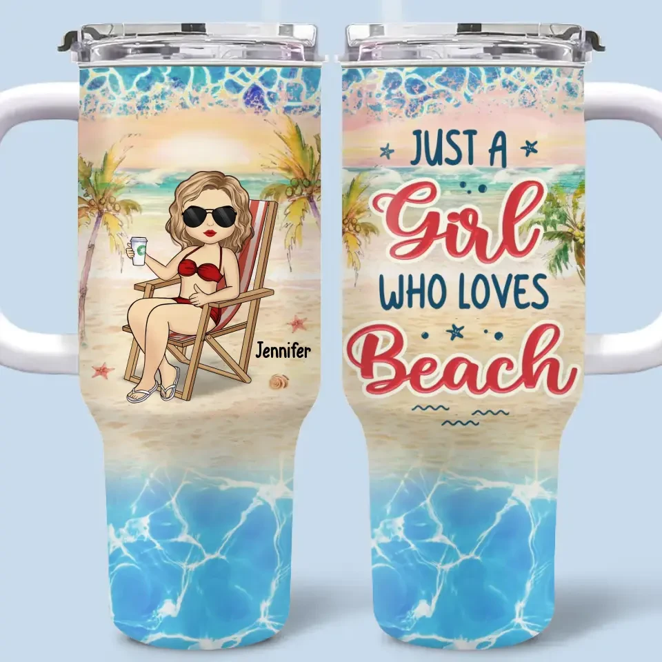 Life Is Better At The Beach - Bestie Personalized Custom 40 Oz Stainless Steel Tumbler With Handle - Summer Vacation Gift For Best Friends, BFF, Sisters 2 Life Is Better At The Beach - Bestie Personalized Custom 40 Oz Stainless Steel Tumbler With Handle - Summer Vacation Gift For Best Friends, BFF, Sisters - Image 2