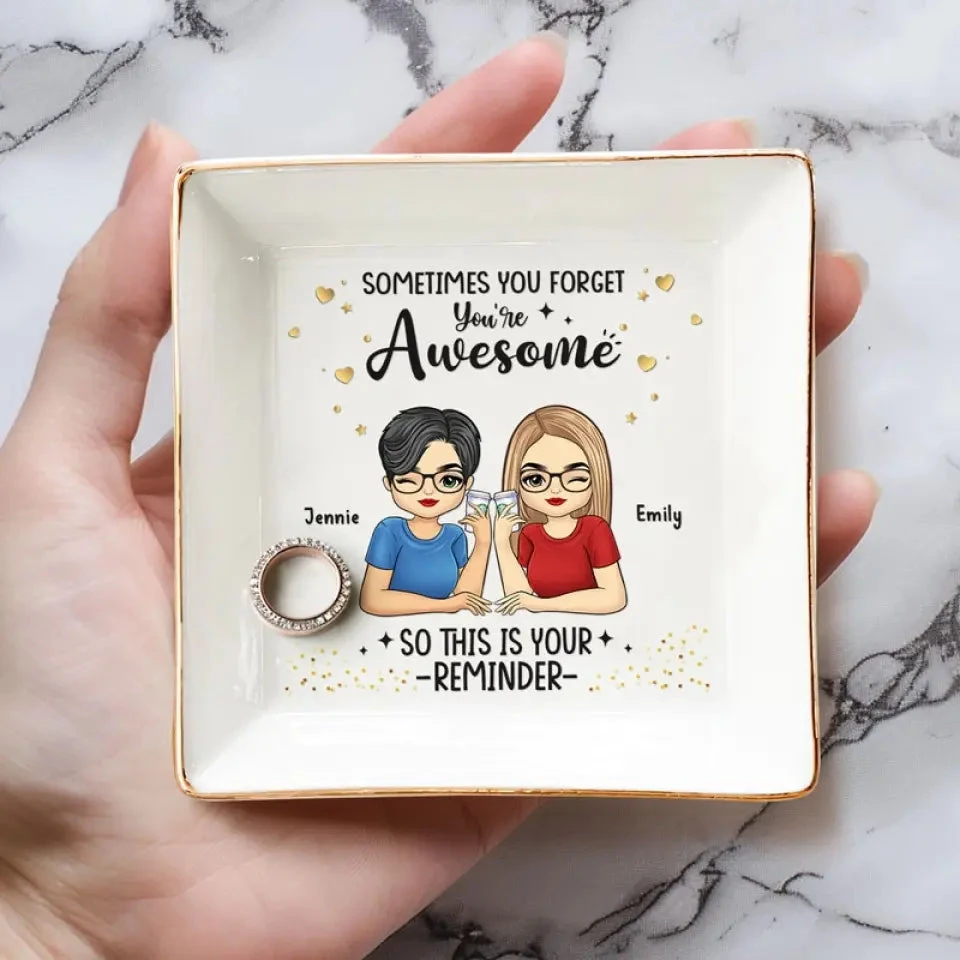 Good Friends Are Like Stars - Bestie Personalized Custom Jewelry Dish - Gift For Best Friends, BFF, Sisters 4 Good Friends Are Like Stars - Bestie Personalized Custom Jewelry Dish - Gift For Best Friends, BFF, Sisters - Image 4