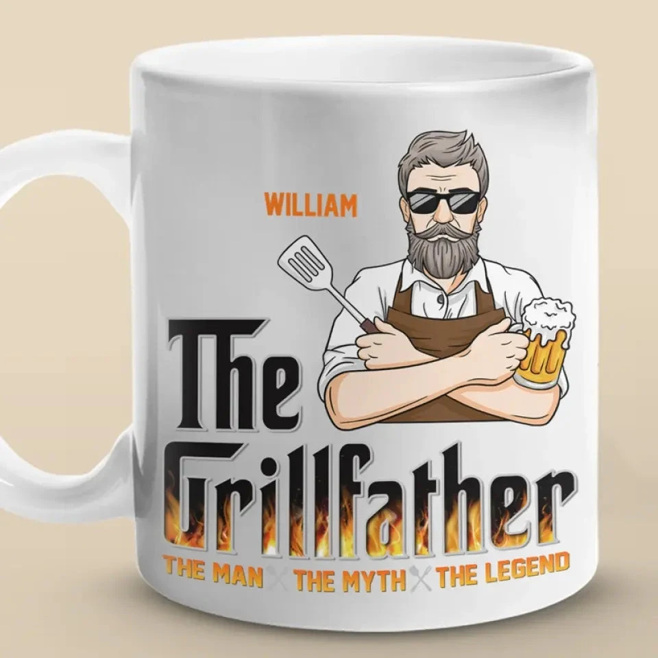 The Grillfather - Family Personalized Custom Mug - Father's Day, Gift For Dad, Grandpa 1 The Grillfather - Family Personalized Custom Mug - Father's Day, Gift For Dad, Grandpa