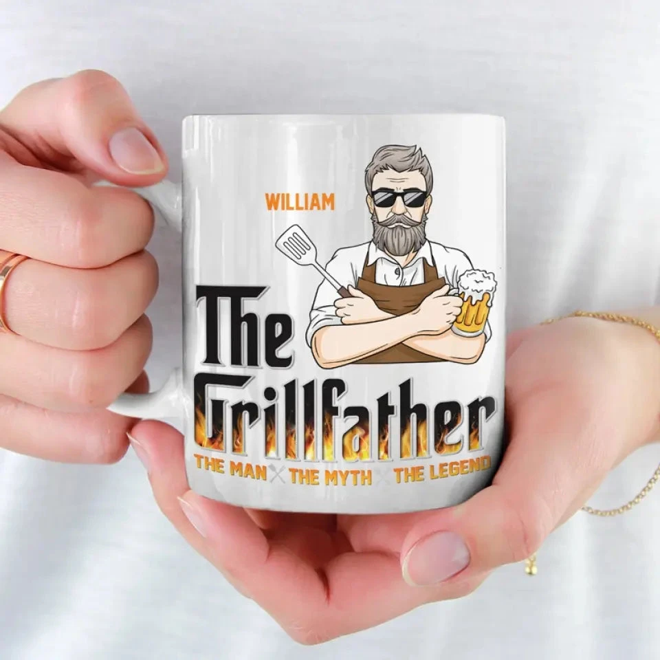 The Grillfather - Family Personalized Custom Mug - Father's Day, Gift For Dad, Grandpa 3 The Grillfather - Family Personalized Custom Mug - Father's Day, Gift For Dad, Grandpa - Image 3
