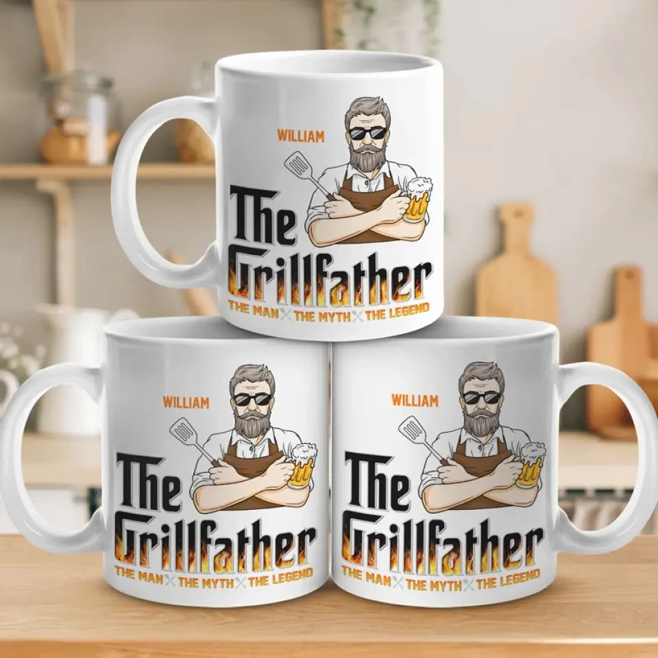 The Grillfather - Family Personalized Custom Mug - Father's Day, Gift For Dad, Grandpa 4 The Grillfather - Family Personalized Custom Mug - Father's Day, Gift For Dad, Grandpa - Image 4