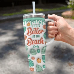 I Felt Like Summer Had Taken Me Over - Bestie Personalized Custom 3D Inflated Effect Printed 40 Oz Stainless Steel Tumbler With Handle - Summer Vacation Gift For Best Friends, BFF, Sisters -Pawfect House Store 66544ff1eba29