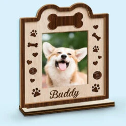 Custom Photo Our Pets Are Our Family - Dog & Cat Personalized Custom Shaped 2-Layered Wooden Plaque With Flat Stand - House Warming Gift For Pet Owners, Pet Lovers