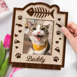 Custom Photo Our Pets Are Our Family - Dog & Cat Personalized Custom Shaped 2-Layered Wooden Plaque With Flat Stand - House Warming Gift For Pet Owners, Pet Lovers -Pawfect House Store 66546ba0c214f