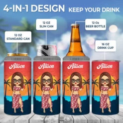 Ocean Air, Salty Hair - Bestie Personalized Custom 4 In 1 Can Cooler Tumbler - Summer Vacation Gift For Best Friends, BFF, Sisters -Pawfect House Store 6655679ddd027