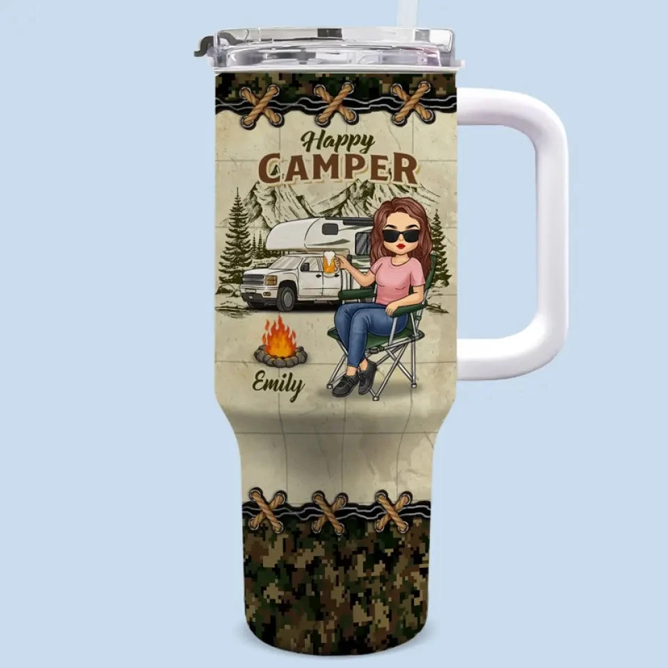 Leave The Road, Take The Trails - Camping Personalized Custom 40 Oz Stainless Steel Tumbler With Handle - Gift For Camping Lovers 1 Leave The Road, Take The Trails - Camping Personalized Custom 40 Oz Stainless Steel Tumbler With Handle - Gift For Camping Lovers
