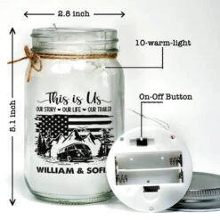Camping Is Where The Adventure Begins - Camping Personalized Custom Mason Jar Light - Gift For Couple, Husband Wife, Camping Lovers -Pawfect House Store 6655a823020ce