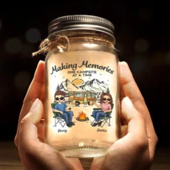 Making Memories One Campsite At A Time - Camping Personalized Custom Mason Jar Light - Gift For Husband Wife, Camping Lovers -Pawfect House Store 665694950ef34