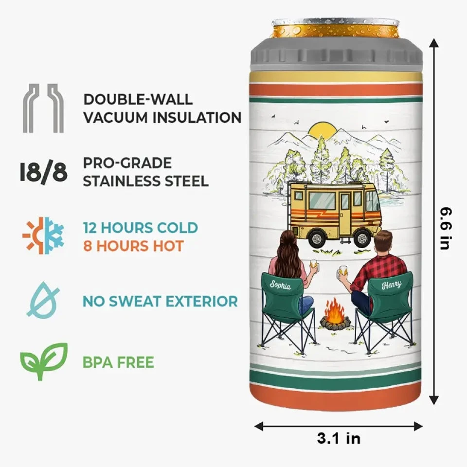 Making Memories One Campsite At A Time - Camping Personalized Custom 4 In 1 Can Cooler Tumbler - Gift For Couple, Husband Wife, Camping Lovers 5 Making Memories One Campsite At A Time - Camping Personalized Custom 4 In 1 Can Cooler Tumbler - Gift For Couple, Husband Wife, Camping Lovers - Image 5