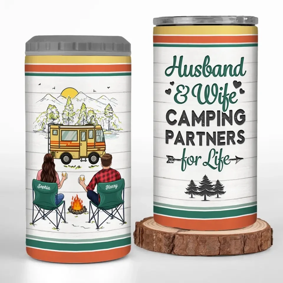 Making Memories One Campsite At A Time - Camping Personalized Custom 4 In 1 Can Cooler Tumbler - Gift For Couple, Husband Wife, Camping Lovers 1 Making Memories One Campsite At A Time - Camping Personalized Custom 4 In 1 Can Cooler Tumbler - Gift For Couple, Husband Wife, Camping Lovers