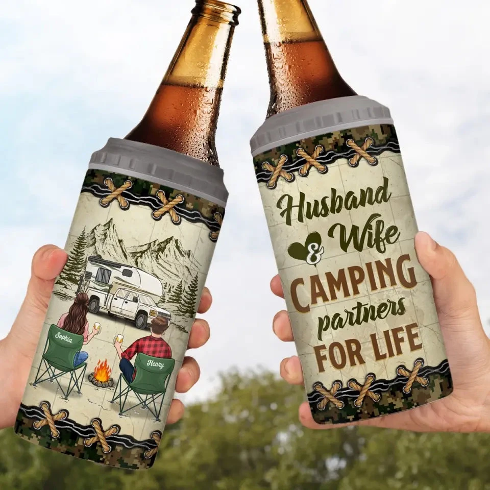 Camping Partners For Life - Camping Personalized Custom 4 In 1 Can Cooler Tumbler - Gift For Couple, Husband Wife, Camping Lovers 3 Camping Partners For Life - Camping Personalized Custom 4 In 1 Can Cooler Tumbler - Gift For Couple, Husband Wife, Camping Lovers - Image 3