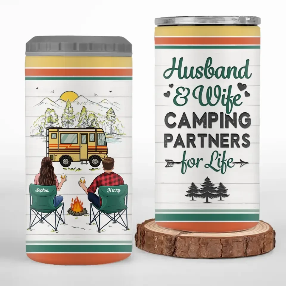 Making Memories One Campsite At A Time - Camping Personalized Custom 4 In 1 Can Cooler Tumbler - Gift For Couple, Husband Wife, Camping Lovers 2 Making Memories One Campsite At A Time - Camping Personalized Custom 4 In 1 Can Cooler Tumbler - Gift For Couple, Husband Wife, Camping Lovers - Image 2