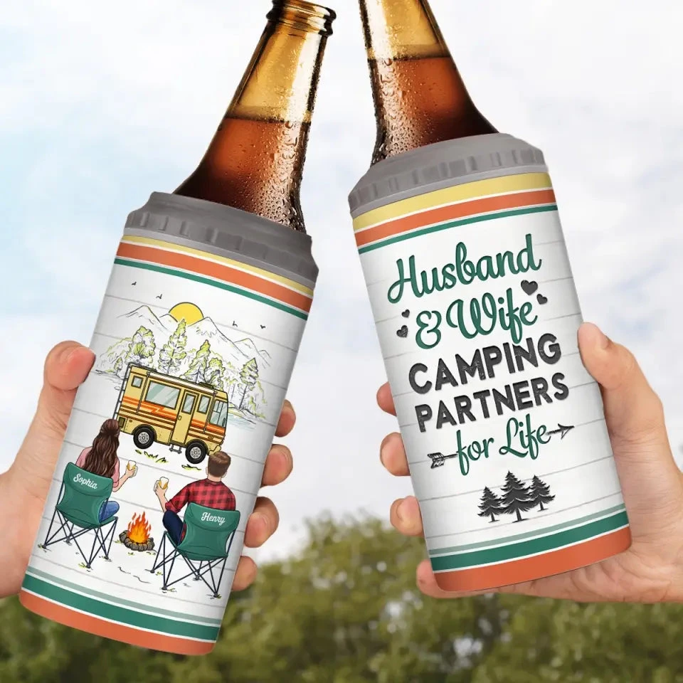 Making Memories One Campsite At A Time - Camping Personalized Custom 4 In 1 Can Cooler Tumbler - Gift For Couple, Husband Wife, Camping Lovers 3 Making Memories One Campsite At A Time - Camping Personalized Custom 4 In 1 Can Cooler Tumbler - Gift For Couple, Husband Wife, Camping Lovers - Image 3