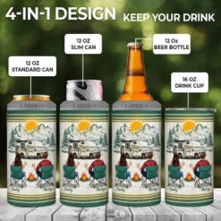 Let's Sit By The Campsite - Camping Personalized Custom 4 In 1 Can Cooler Tumbler - Gift For Couple, Husband Wife, Camping Lovers -Pawfect House Store 6656b280da77c