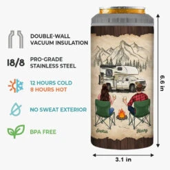 We Sit By The Campsite Together - Camping Personalized Custom 4 In 1 Can Cooler Tumbler - Gift For Couple, Husband Wife, Camping Lovers -Pawfect House Store 6656bc0aaeae5
