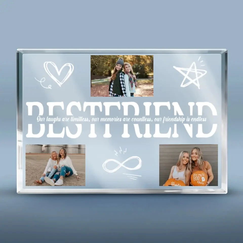 Custom Photo Our Laughs Are Limitless & Our Memories Are Countless - Bestie Personalized Custom Rectangle Shaped Acrylic Plaque - Gift For Best Friends, BFF, Sisters 2 Custom Photo Our Laughs Are Limitless & Our Memories Are Countless - Bestie Personalized Custom Rectangle Shaped Acrylic Plaque - Gift For Best Friends, BFF, Sisters - Image 2