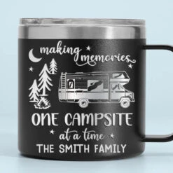Making Memories One Campsite At A Time - Camping Personalized Custom 14oz Stainless Steel Tumbler With Handle - Gift For Camping Lovers -Pawfect House Store 6657f61d37b60