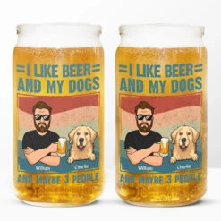 I Like Beer And My Dogs - Dog Personalized Custom Glass Cup, Iced Coffee Cup - Gift For Pet Owners, Pet Lovers
