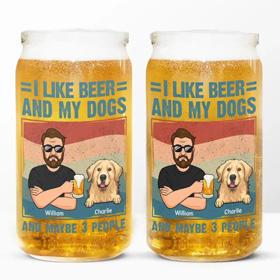 I Like Beer And My Dogs - Dog Personalized Custom Glass Cup, Iced Coffee Cup - Gift For Pet Owners, Pet Lovers 1 I Like Beer And My Dogs - Dog Personalized Custom Glass Cup, Iced Coffee Cup - Gift For Pet Owners, Pet Lovers