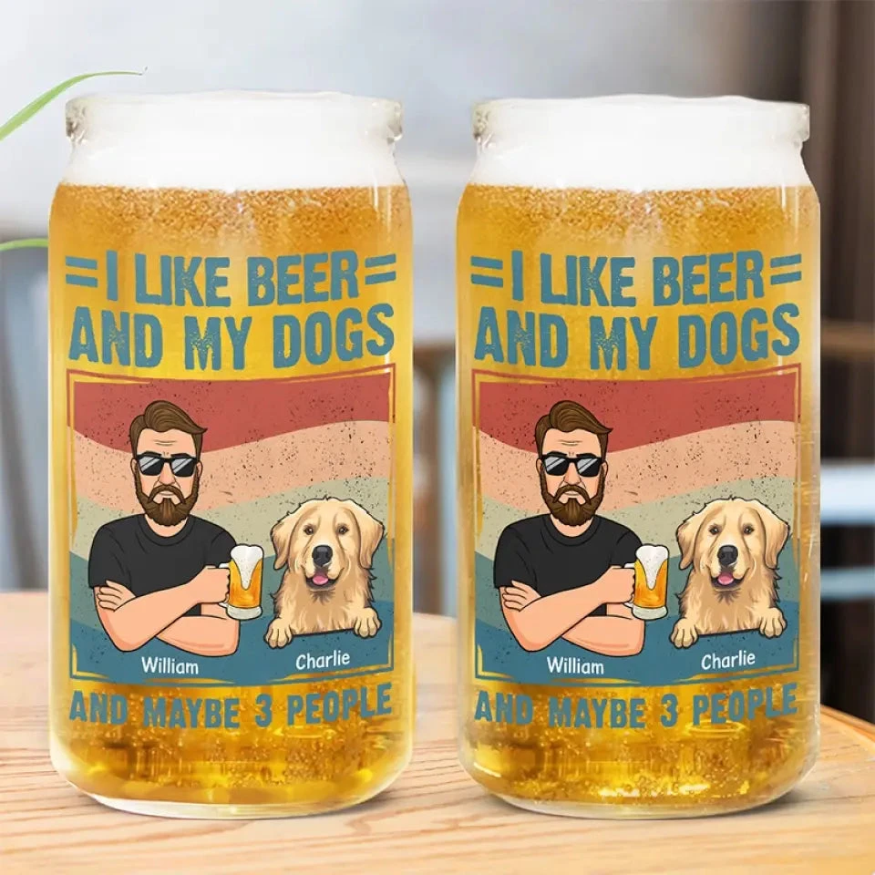 I Like Beer And My Dogs - Dog Personalized Custom Glass Cup, Iced Coffee Cup - Gift For Pet Owners, Pet Lovers 3 I Like Beer And My Dogs - Dog Personalized Custom Glass Cup, Iced Coffee Cup - Gift For Pet Owners, Pet Lovers - Image 3