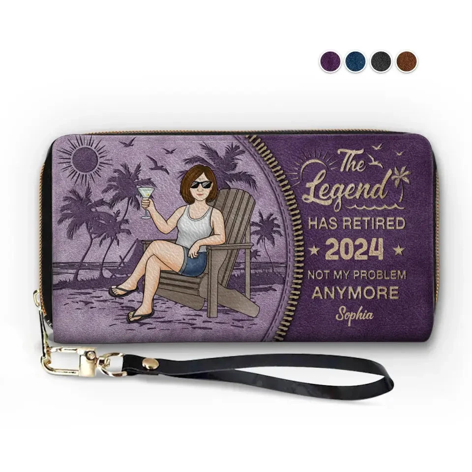 The Legend Has Retired, It's Not My Problem Anymore - Personalized Custom Leather Long Wallet - Appreciation, Retirement Gift For Coworkers, Work Friends, Colleagues 2 The Legend Has Retired, It's Not My Problem Anymore - Personalized Custom Leather Long Wallet - Appreciation, Retirement Gift For Coworkers, Work Friends, Colleagues - Image 2