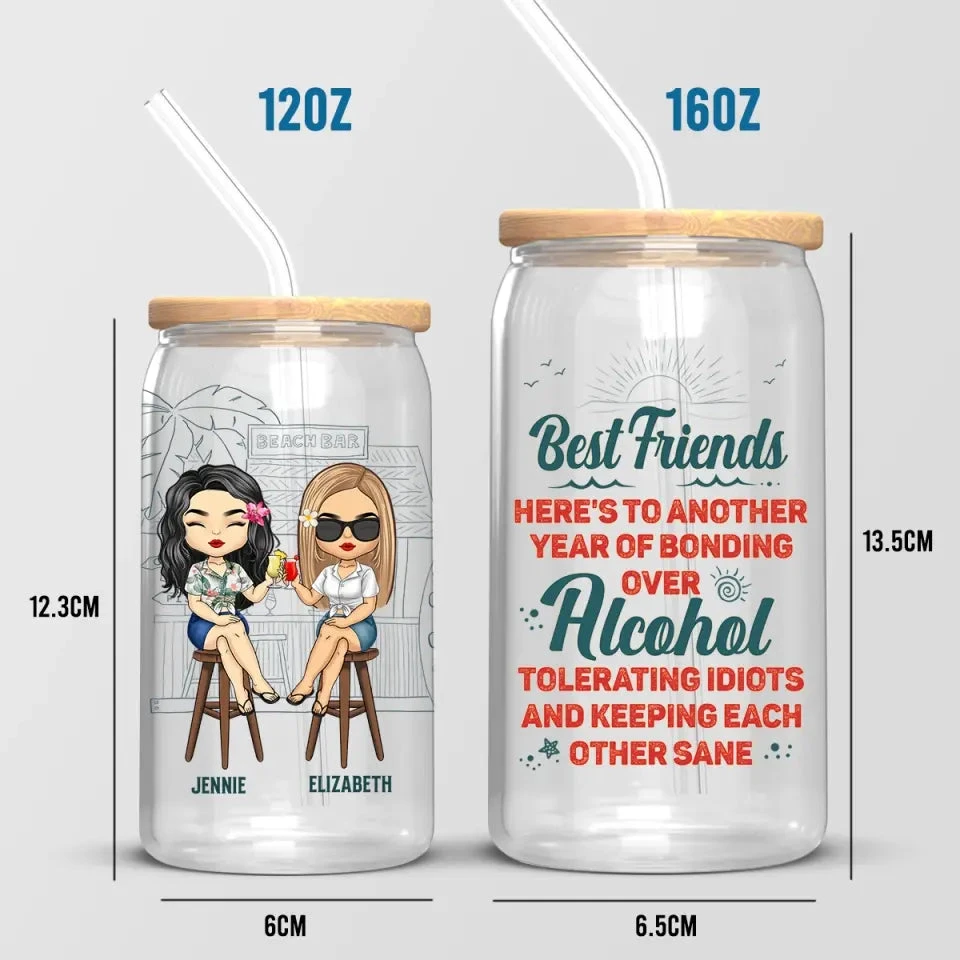 Hangovers Are Temporary But Drunk Stories Are Forever - Bestie Personalized Custom Glass Cup, Iced Coffee Cup - Gift For Best Friends, BFF, Sisters 6 Hangovers Are Temporary But Drunk Stories Are Forever - Bestie Personalized Custom Glass Cup, Iced Coffee Cup - Gift For Best Friends, BFF, Sisters - Image 6