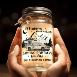 Making Memories You’ll Look Back On With A Smile - Camping Personalized Custom Mason Jar Light - Gift For Couple, Husband Wife, Camping Lovers -Pawfect House Store 665d32e23eea1