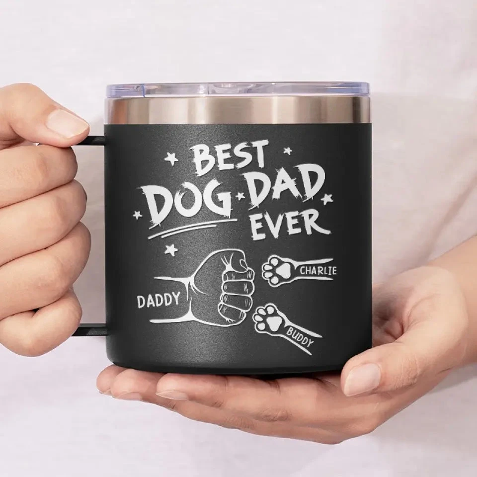 To The Most Pawsome Dad I Know - Dog & Cat Personalized Custom 14oz Stainless Steel Tumbler With Handle - Gift For Pet Owners, Pet Lovers 3 To The Most Pawsome Dad I Know - Dog & Cat Personalized Custom 14oz Stainless Steel Tumbler With Handle - Gift For Pet Owners, Pet Lovers - Image 3