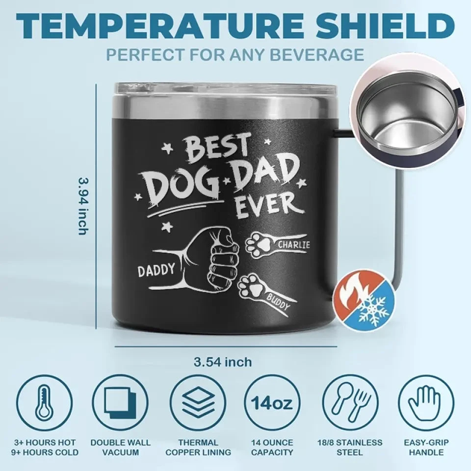 To The Most Pawsome Dad I Know - Dog & Cat Personalized Custom 14oz Stainless Steel Tumbler With Handle - Gift For Pet Owners, Pet Lovers 4 To The Most Pawsome Dad I Know - Dog & Cat Personalized Custom 14oz Stainless Steel Tumbler With Handle - Gift For Pet Owners, Pet Lovers - Image 4