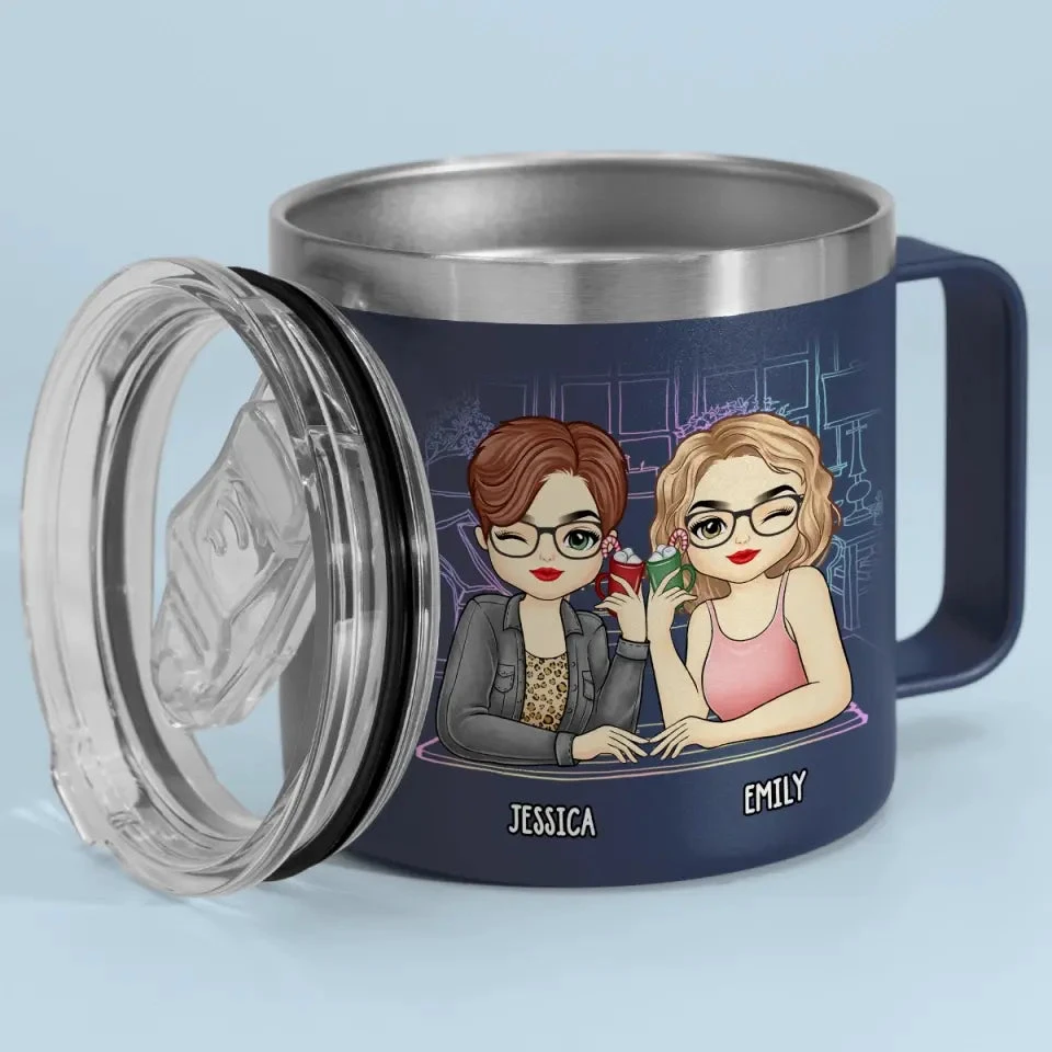 Thank You For Being My Emotional Support Bestie - Bestie Personalized Custom 14oz Stainless Steel Tumbler With Handle - Gift For Best Friends, BFF, Sisters 2 Thank You For Being My Emotional Support Bestie - Bestie Personalized Custom 14oz Stainless Steel Tumbler With Handle - Gift For Best Friends, BFF, Sisters - Image 2