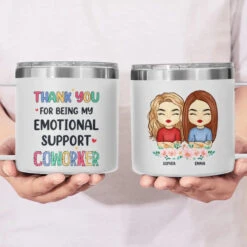 Thank You For Being My Unpaid Therapist - Bestie Personalized Custom 14oz Stainless Steel Tumbler With Handle - Gift For Best Friends, BFF, Sisters, Coworkers -Pawfect House Store 665d9a4226296