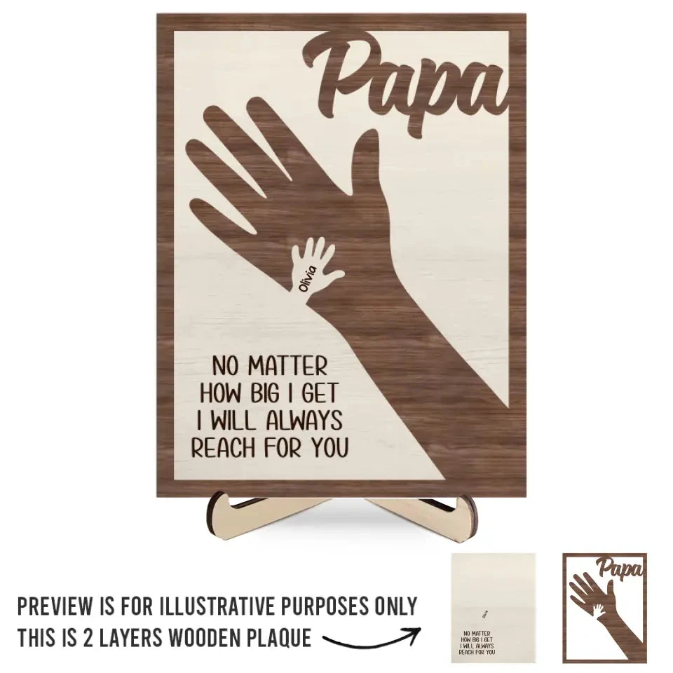 We Hold Our Hands Together And Forever - Family Personalized Custom 2-Layered Wooden Plaque With Stand - Father's Day, Gift For Dad, Grandpa 2 We Hold Our Hands Together And Forever - Family Personalized Custom 2-Layered Wooden Plaque With Stand - Father's Day, Gift For Dad, Grandpa - Image 2