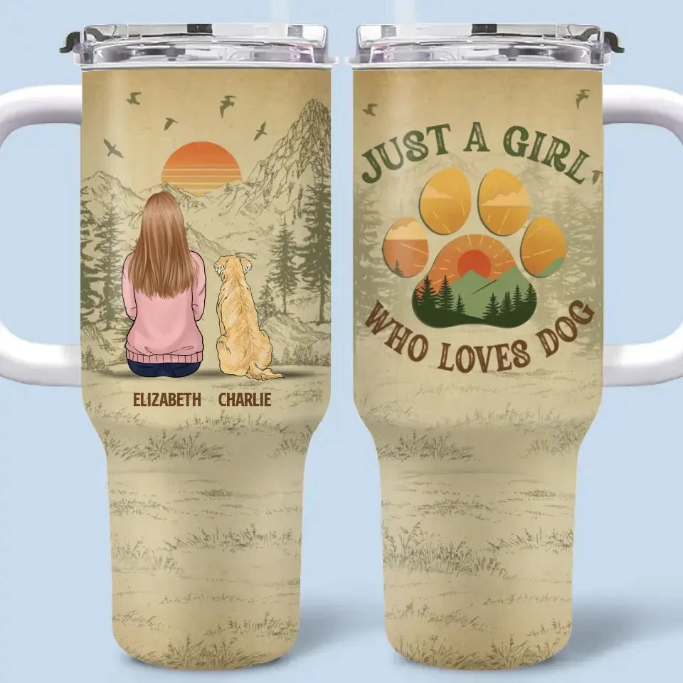 Just A Girl Who Loves Dog - Memorial Personalized Custom 40 Oz Stainless Steel Tumbler With Handle - Sympathy Gift For Dog Owners, Dog Lovers 2 Just A Girl Who Loves Dog - Memorial Personalized Custom 40 Oz Stainless Steel Tumbler With Handle - Sympathy Gift For Dog Owners, Dog Lovers - Image 2