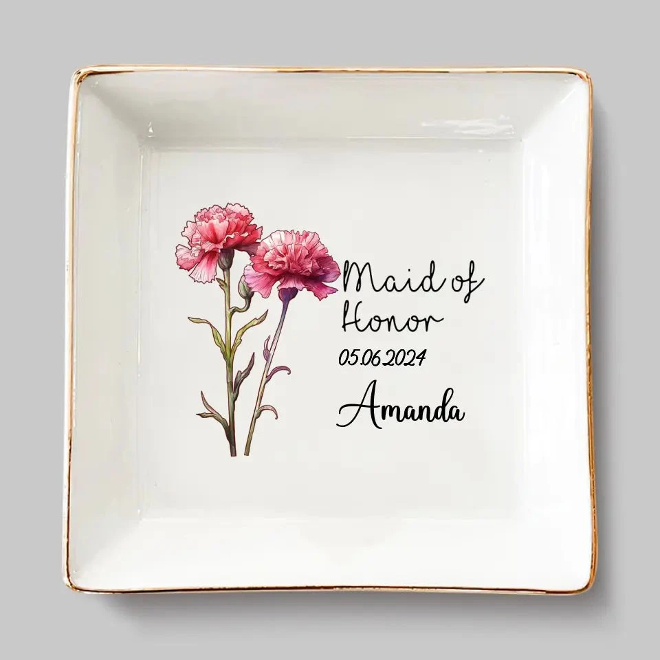 You Are My Maid Of Honor - Bestie Personalized Custom Jewelry Dish - Wedding Gift, Bridesmaid Gift For Best Friends, BFF, Sisters 2 You Are My Maid Of Honor - Bestie Personalized Custom Jewelry Dish - Wedding Gift, Bridesmaid Gift For Best Friends, BFF, Sisters - Image 2