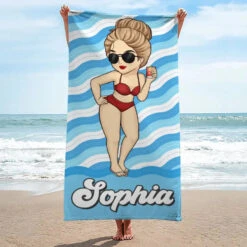 Hottest Girl On The Beach - Bestie Personalized Custom Beach Towel - Summer Vacation Gift, Birthday Pool Party Gift For Best Friends, BFF, Sisters -Pawfect House Store 6661384dba5ce