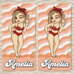 Hottest Girl On The Beach - Bestie Personalized Custom Beach Towel - Summer Vacation Gift, Birthday Pool Party Gift For Best Friends, BFF, Sisters -Pawfect House Store 66613856501fb