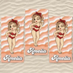 Hottest Girl On The Beach - Bestie Personalized Custom Beach Towel - Summer Vacation Gift, Birthday Pool Party Gift For Best Friends, BFF, Sisters -Pawfect House Store 66613863d36d4