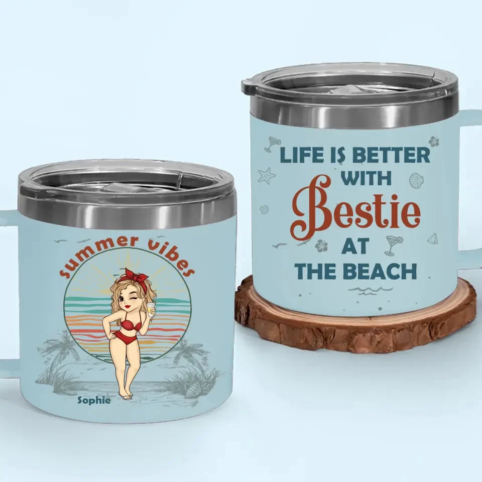Summer Is Better With Bestie - Bestie Personalized Custom 14oz Stainless Steel Tumbler With Handle - Summer Vacation Gift For Best Friends, BFF, Sisters 6 Summer Is Better With Bestie - Bestie Personalized Custom 14oz Stainless Steel Tumbler With Handle - Summer Vacation Gift For Best Friends, BFF, Sisters - Image 6