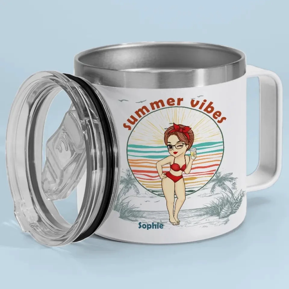 Summer Is Better With Bestie - Bestie Personalized Custom 14oz Stainless Steel Tumbler With Handle - Summer Vacation Gift For Best Friends, BFF, Sisters 2 Summer Is Better With Bestie - Bestie Personalized Custom 14oz Stainless Steel Tumbler With Handle - Summer Vacation Gift For Best Friends, BFF, Sisters - Image 2