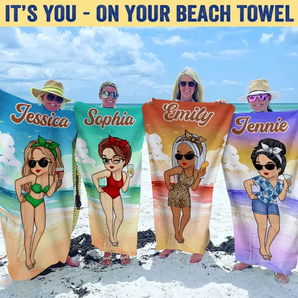 Sunsets And Sweet Serenades - Bestie Personalized Custom Beach Towel - Summer Vacation Gift, Birthday Pool Party Gift For Best Friends, BFF, Sisters 5 Sunsets And Sweet Serenades - Bestie Personalized Custom Beach Towel - Summer Vacation Gift, Birthday Pool Party Gift For Best Friends, BFF, Sisters - Image 5