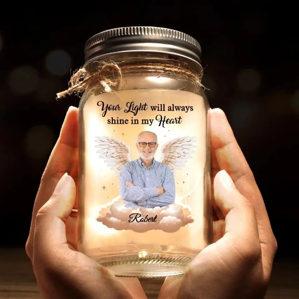 Custom Photo Angel From Above, Watch Over Me With Love - Memorial Personalized Custom Mason Jar Light - Sympathy Gift For Family Members 6 Custom Photo Angel From Above, Watch Over Me With Love - Memorial Personalized Custom Mason Jar Light - Sympathy Gift For Family Members - Image 6